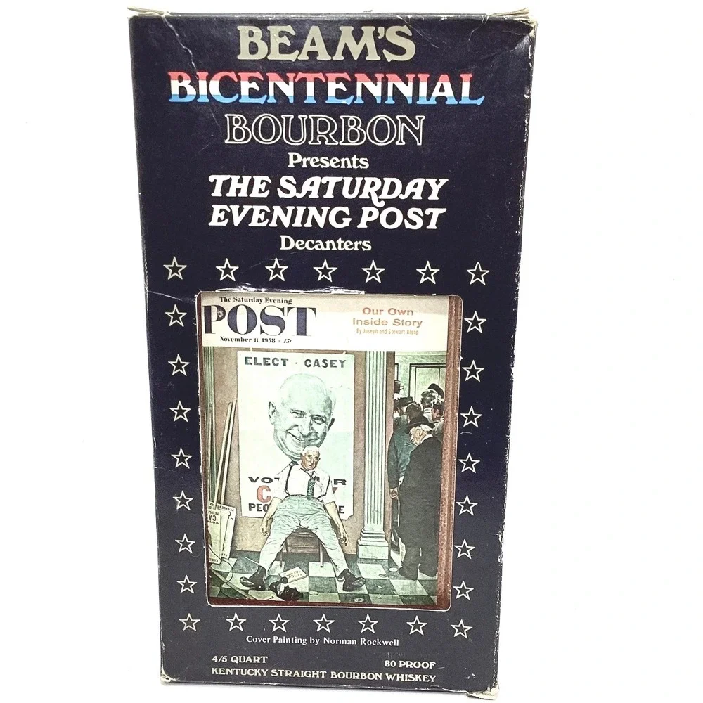 Jim Beam Bicentennial‎ Bourbon Decanter Norman Rockwell Elect Casey with Box